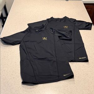 Mava Black Athletic Shirts - Set of 2.
